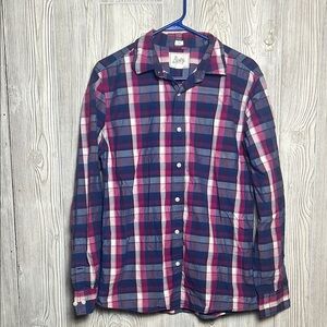 Bixby Shirt Mens Medium Slim Fit Multicolor Plaid Button Down Long Sleeve Pink